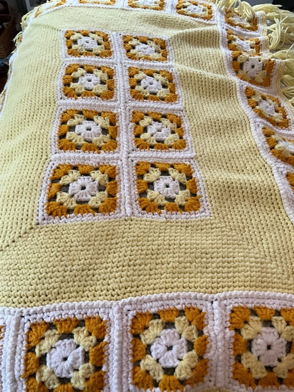 Afghan Granny Square Yellow and Gold 42x31 approximately